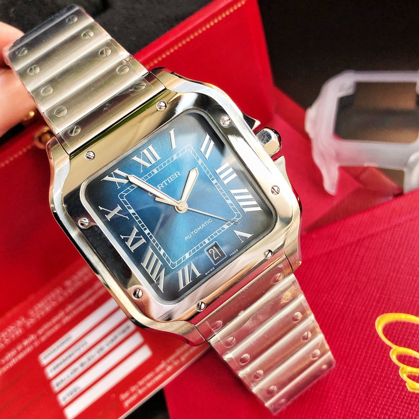Cartier Santos Large Automatic Blue Dial