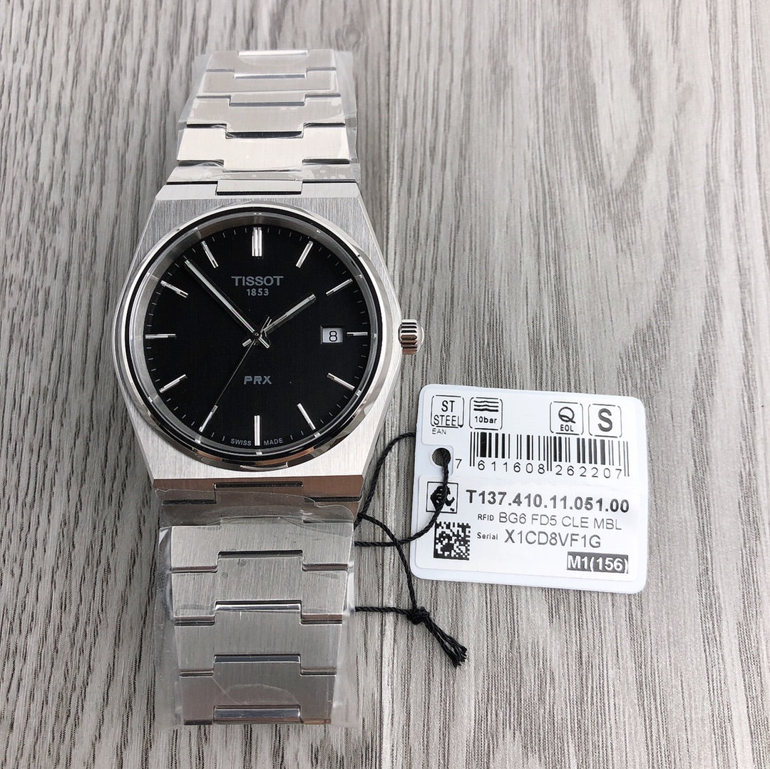 Tissot mens PRX 316L stainless steel case Dress Watch Grey