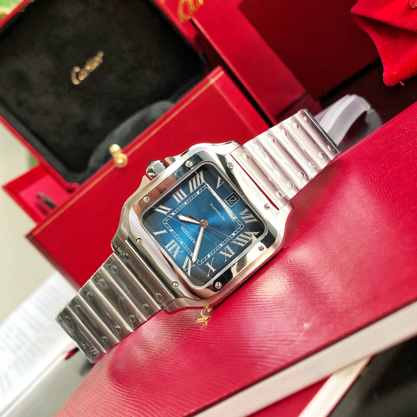 Cartier Santos Large Automatic Blue Dial