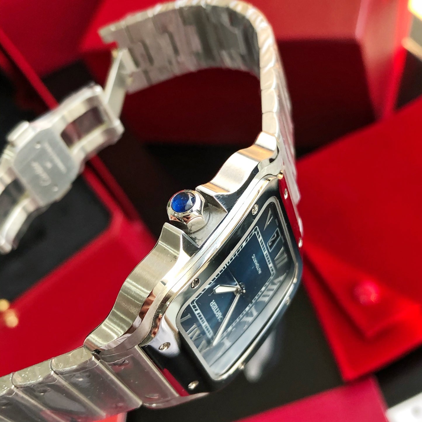 Cartier Santos Large Automatic Blue Dial